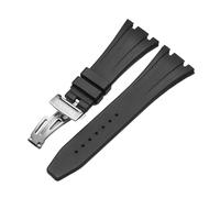 ROUHO 26mm Silicone Watch Strap Waterproof Rubber Wristband Band Stainless Steel Deployment Clasp Soft for Audemars Piguet Royal Oak Offshore - A13