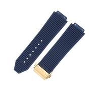 ROUHO 26mm Silicone Watchband Waterproof Rubber Wristband Stainless Steel Deployment Buckle Soft Black for HUBLOT Big Bang A8