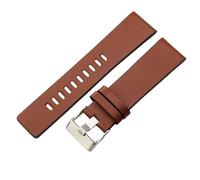ROUHO 26mm Smooth Leather Watch Strap Ventilated Perforated Design Replacement Watch Band for Diesel DZ4323 DZ4582 DZ4660 DZ7457 DZ7456 DZ7484-Brown + Silver Buckle