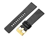 ROUHO 26mm Smooth Leather Watch Strap Ventilated Perforated Design Replacement Watch Band for Diesel DZ4323 DZ4582 DZ4660 DZ7457 DZ7456 DZ7484-Black + Gold Buckle