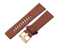 ROUHO 26mm Smooth Leather Watch Strap Ventilated Perforated Design Replacement Watch Band for Diesel DZ4323 DZ4582 DZ4660 DZ7457 DZ7456 DZ7484-Brown + Rose Gold Buckle