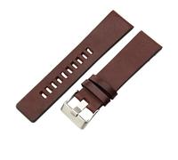 ROUHO 26mm Smooth Leather Watch Strap Ventilated Perforated Design Replacement Watch Band for Diesel DZ4323 DZ4582 DZ4660 DZ7457 DZ7456 DZ7484-Coffee + Silver Buckle