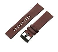 ROUHO 26mm Smooth Leather Watch Strap Ventilated Perforated Design Replacement Watch Band for Diesel DZ4323 DZ4582 DZ4660 DZ7457 DZ7456 DZ7484-Coffee + Black Buckle