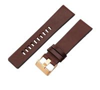 ROUHO 26mm Smooth Leather Watch Strap Ventilated Perforated Design Replacement Watch Band for Diesel DZ4323 DZ4582 DZ4660 DZ7457 DZ7456 DZ7484-Coffee + Rose Gold Buckle
