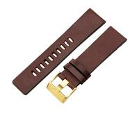 ROUHO 26mm Smooth Leather Watch Strap Ventilated Perforated Design Replacement Watch Band for Diesel DZ4323 DZ4582 DZ4660 DZ7457 DZ7456 DZ7484-Coffee + Gold Buckle