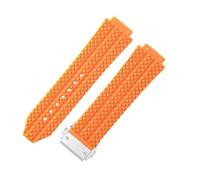 ROUHO 26mm x 19mm Silicone Watch Strap Waterproof Rubber Watch Band Stainless Steel Deployment Clasp Buckle Soft for Hublot Big Bang Collection