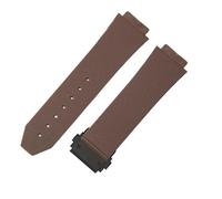 ROUHO 26x19mm Premium Silicone Replacement Watch Band Soft Breathable Rubber Watch Strap for Hublot Big Bang 44mm-Brown + Black Buckle