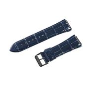 ROUHO 27 x 22mm Genuine Leather Watch Strap Embossed Replacement Pin Buckle Watch Band for Guess W0040G3 W0247G3 W0040G7-Blue + Black