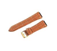 ROUHO 27 x 22mm Genuine Leather Watch Strap Embossed Replacement Pin Buckle Watch Band for Guess W0040G3 W0247G3 W0040G7-Brown + Gold