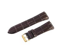 ROUHO 27 x 22mm Genuine Leather Watch Strap Embossed Replacement Pin Buckle Watch Band for Guess W0040G3 W0247G3 W0040G7-Coffee + Gold