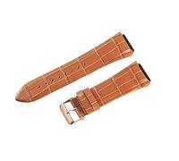 ROUHO 27 x 22mm Genuine Leather Watch Strap Embossed Replacement Pin Buckle Watch Band for Guess W0040G3 W0247G3 W0040G7-Brown + Rose Gold