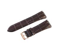 ROUHO 27 x 22mm Genuine Leather Watch Strap Embossed Replacement Pin Buckle Watch Band for Guess W0040G3 W0247G3 W0040G7-Coffee + Rose Gold
