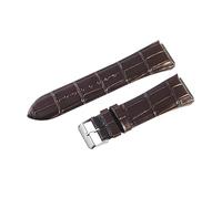 ROUHO 27 x 22mm Genuine Leather Watch Strap Embossed Replacement Pin Buckle Watch Band for Guess W0040G3 W0247G3 W0040G7-Coffee + Silver