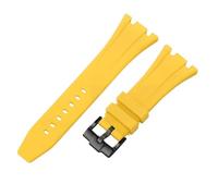 ROUHO 27mm Waterproof Silicone Watch Band Pin Buckle Rubber Watch Bracelet for AP Casio GA-2100 2110-Yellow + Black Buckle