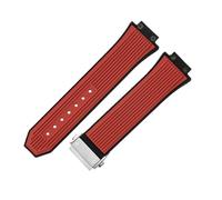 ROUHO 27x17mm Sport Mens Watch Wristband Waterproof & Sweatproof Silicone Rubber Watch Strap for HUBLOT Big Bang-Red + Silver