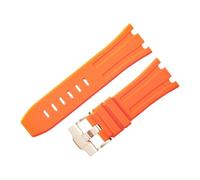 ROUHO 28 x 24mm Modified Silicone Watch Strap Adjustable Pin Buckle Watchband for Audemars Piguet AP Royal Oak Offshore Diver 15710 15703 26470 15707 26703-Orange