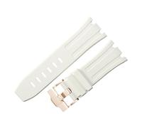ROUHO 28 x 24mm Modified Silicone Watch Strap Adjustable Pin Buckle Watchband for Audemars Piguet AP Royal Oak Offshore Diver 15710 15703 26470 15707 26703-White