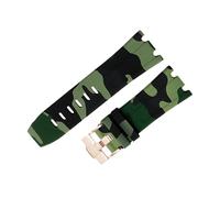 ROUHO 28 x 24mm Modified Silicone Watch Strap Adjustable Pin Buckle Watchband for Audemars Piguet AP Royal Oak Offshore Diver 15710 15703 26470 15707 26703-Camouflage Deep Green