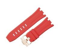 ROUHO 28 x 24mm Modified Silicone Watch Strap Adjustable Pin Buckle Watchband for Audemars Piguet AP Royal Oak Offshore Diver 15710 15703 26470 15707 26703-Red