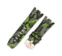 ROUHO 28 x 24mm Modified Silicone Watch Strap Adjustable Pin Buckle Watchband for Audemars Piguet AP Royal Oak Offshore Diver 15710 15703 26470 15707 26703-Camouflage Green