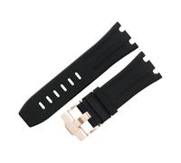 ROUHO 28 x 24mm Modified Silicone Watch Strap Adjustable Pin Buckle Watchband for Audemars Piguet AP Royal Oak Offshore Diver 15710 15703 26470 15707 26703-Black