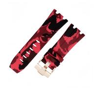 ROUHO 28 x 24mm Modified Silicone Watch Strap Adjustable Pin Buckle Watchband for Audemars Piguet AP Royal Oak Offshore Diver 15710 15703 26470 15707 26703-Camouflage Red