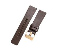 ROUHO 28mm Durable Full - Grain Leather Watch Strap - Sturdy Metal Buckles Replacement Watch Band for Diesel DZ7312 DZ7314 DZ7370 DZ7376-Coffee + Rose Gold Buckle