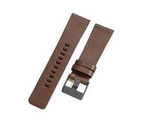 ROUHO 28mm Durable Full - Grain Leather Watch Strap - Sturdy Metal Buckles Replacement Watch Band for Diesel DZ7312 DZ7314 DZ7370 DZ7376-Brown + Black Buckle