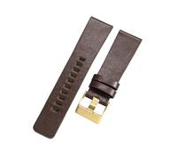 ROUHO 28mm Durable Full - Grain Leather Watch Strap - Sturdy Metal Buckles Replacement Watch Band for Diesel DZ7312 DZ7314 DZ7370 DZ7376-Coffee + Gold Buckle