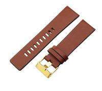 ROUHO 28mm Durable Replacement Watch Band Genuine Leather Watch Strap for Diesel DZ7333 DZ7348 DZ7370 DZ7314 DZ7406 DZ7257 DZ7332-Brown + Gold Buckle