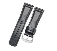 ROUHO 28mm Flexible Genuine Leather Watch Band Handcrafted & Robust Replacement Watch Band for Sevenfriday P2/PS1/M2/Q2-Black 1 + Silver Buckle