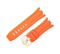 ROUHO 28mm Fluorine Rubber Silicone Watch Strap Waterproof Watchband for Audemars Piguet AP Royal Oak Offshore Diver 15710 15703 26470 15707 26703-Orange