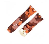 ROUHO 28mm Fluorine Rubber Silicone Watch Strap Waterproof Watchband for Audemars Piguet AP Royal Oak Offshore Diver 15710 15703 26470 15707 26703-Camouflage Orange