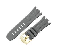 ROUHO 28mm Fluorine Rubber Silicone Watch Strap Waterproof Watchband for Audemars Piguet AP Royal Oak Offshore Diver 15710 15703 26470 15707 26703-Grey