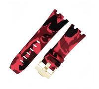 ROUHO 28mm Fluorine Rubber Silicone Watch Strap Waterproof Watchband for Audemars Piguet AP Royal Oak Offshore Diver 15710 15703 26470 15707 26703-Camouflage Red