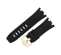ROUHO 28mm Fluorine Rubber Silicone Watch Strap Waterproof Watchband for Audemars Piguet AP Royal Oak Offshore Diver 15710 15703 26470 15707 26703-Black