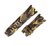ROUHO 28mm Men's Silicone Watch Strap Rubber Replacement Watchband Accessory for AP Audemars Piguet Royal Oak Offshore Diver 15703-Camouflage Yellow