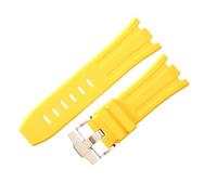 ROUHO 28mm Premium Silicone Watch Strap Flexible Silicone Replacement Watch Band for Audemars Piguet Royal Oak 15703 15710-Yellow + Rose Gold