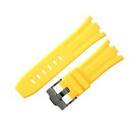 ROUHO 28mm Rubber Silicone Watch Strap Soft Wristband with Black Buckle for AP Royal Oak Offshore Diver 15710 15703 26470 15707 26703-Yellow