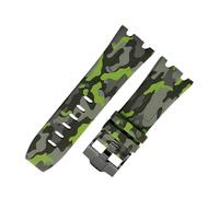 ROUHO 28mm Rubber Silicone Watch Strap Soft Wristband with Black Buckle for AP Royal Oak Offshore Diver 15710 15703 26470 15707 26703-Camouflage Green