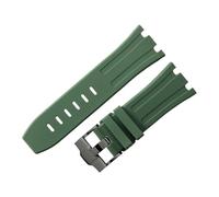 ROUHO 28mm Rubber Silicone Watch Strap Soft Wristband with Black Buckle for AP Royal Oak Offshore Diver 15710 15703 26470 15707 26703-Green