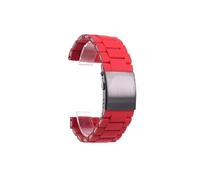 ROUHO 28mm Rubber Steel Watch Strap Silicone Stainless Steel Men Watchband Watch Accessories for Diesel 7070/7395/7396-Red