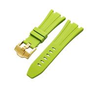 ROUHO 28mm Rubber Watch Strap with Pin Buckle - Flexible Silicone Band for Audemars Piguet Royal Oak 15710 15703 26470 15707 26703-Green