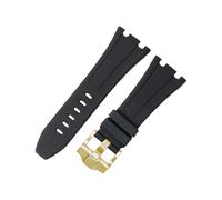 ROUHO 28mm Rubber Watch Strap with Pin Buckle - Flexible Silicone Band for Audemars Piguet Royal Oak 15710 15703 26470 15707 26703-Black