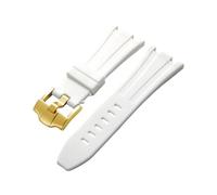 ROUHO 28mm Rubber Watch Strap with Pin Buckle - Flexible Silicone Band for Audemars Piguet Royal Oak 15710 15703 26470 15707 26703-White