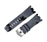 ROUHO 28mm Silicone Rubber Watch Band Silver Pin Clasp Watch Strap for AP Audemars Piguet Royal Oak 15710 15703 26470 15707 26703-Camouflage Grey