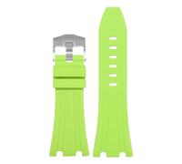 ROUHO 28mm Silicone Watch Band Replacement Waterproof Rubber Watch Strap for Audemars Piguet Royal Oak Offshore-Green + Silver Buckle