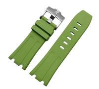 ROUHO 28mm Silicone Watch Strap Silver Pin Buckle Soft Rubber Watchband Accessories for Audemars Piguet Royal Oak Offshore 15703-Cyan