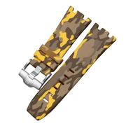 ROUHO 28mm Silicone Watch Strap Waterproof Rubber Watch Band Stainless Steel Pin Buckle Soft Replacement for Audemars Piguet Royal Oak - A16