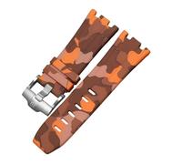 ROUHO 28mm Silicone Watch Strap Waterproof Rubber Watch Band Stainless Steel Pin Buckle Soft Replacement for Audemars Piguet Royal Oak - A15